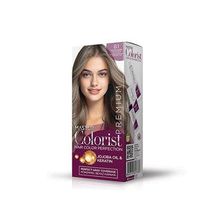 Master Colorist Premium 8.1 Ash Light Blonde Hair Dye: Permanent Color, Jojoba Oil, Keratin Mask, Gray Coverage Master Colorist Ash Blonde Hair Dye: Permanent Color & Gray Coverage hair dye, ash light blonde hair dye, küllü açık kumral saç boyası, permanent hair color, hair color with jojoba oil, hair dye with keratin mask, gray hair coverage, Master Colorist hair dye, hair coloring, hair treatment, jojoba oil, keratin mask, light blonde, ash blonde, hair care, beauty, personal care, women's hair dye, gray 