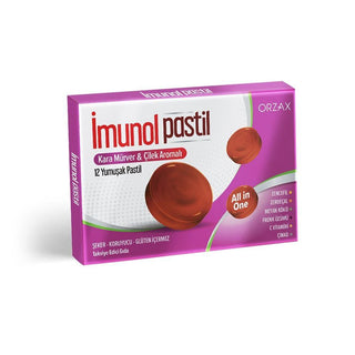 İmunol Herbal Lozenges - Black Elderberry & Strawberry Flavor - Immune Support, Sugar-Free, Gluten-Free İmunol Herbal Lozenges - Natural Immune Support herbal lozenges, immune support supplements, natural health products, sugar-free lozenges, gluten-free supplements, Zerdeçal, Zencefil, C Vitamini, Çinko, Meyan Kökü, black elderberry, strawberry flavor, immune boosting, natural remedies, wellness, dietary supplements