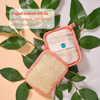 Balmy Nektari Soap-Filled Loofah Bath Sponge: Natural Exfoliating Loofah with Nectarine & Lemongrass - Deep Cleansing, Skin Renewal Balmy Nektari Soap Loofah: Exfoliating Bath Sponge - Natural Cleanse bath loofah, soap filled loofah, natural exfoliating loofah, nectarine lemongrass soap, natural bath soap, exfoliating bath sponge, deep cleansing loofah, Balmy Nektari, bath scrubber, skin renewal, bath sponge, exfoliating sponge, natural soap, loofah, body scrub, shower, cleansing, exfoliation, skincare, per