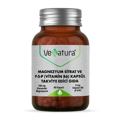 VeNatura Magnesium Citrate & Vitamin B6 Supplement - 90 Capsules for Muscle & Nerve Support