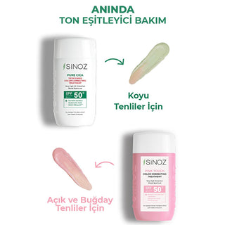 Sinoz Cica Tiger Grass Tinted Sunscreen SPF50+: Color Correcting, Redness Reducing Mineral Sunscreen with Hyaluronic Acid - Evens Skin Tone Sinoz Cica Tinted SPF50: Color Correcting, Redness Reducing tinted sunscreen, color correcting sunscreen, Cica sunscreen, tiger grass sunscreen, mineral sunscreen SPF50, redness reducing sunscreen, sunscreen for sensitive skin, tone evening sunscreen, Centella Asiatica sunscreen, hyaluronic acid sunscreen, SPF50, broad spectrum, redness, uneven skin tone, sensitive skin