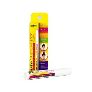 mara babyhair styling stick, 7 ml styling stick detail, product application on hair Mara Babyhair Styling Stick Maskara - Quick Hold | 7 ml Mara Babyhair Styling Stick - Quick Hold | 7 ml babyhair-styling-stick, mara, styling-stick, fine-hair, hair-care, biotin, keratin, easy-application, hair-styling, ai-generated