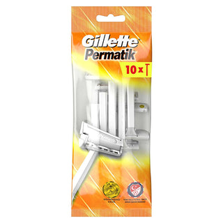 Gillette Permatik Disposable Razor Blades - Single-Blade, Hygienic Shaving Solution for Men and Women, Pack of 10 Gillette Permatik Disposable Razors - Hygienic Shaving Gillette Permatik, disposable razor blades, single-blade razors, hygienic shaving solutions, convenient shaving products, men's grooming, women's grooming, personal care, shaving essentials, razor blades, grooming products