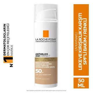 La Roche-Posay Anthelios SPF 50+ Age Correct CC Cream: Tinted Sunscreen for Wrinkles, Dark Spots & Even Skin Tone La Roche-Posay SPF 50+ CC Cream - Anti-Aging Tinted Sunscreen SPF50+ CC Cream, La Roche Posay Anthelios, Anti-aging sunscreen, Tinted sunscreen, Hyaluronic acid CC cream, Sun protection for wrinkles, Daily CC cream SPF50+, CC cream for even skin tone, Hypoallergenic sunscreen, Sunscreen for sensitive skin, CC Cream, SPF, Sunscreen, Anti-aging, Wrinkle reduction, Dark spot correction, Even skin t