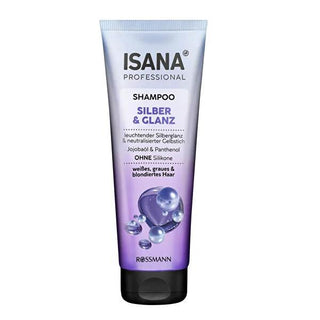 Isana Professional Silver Shampoo for Blonde/Gray Hair - Vegan, Dermatologically Tested, 8.45 fl oz Isana Professional Silver Shampoo - Vegan & Dermatologically Tested silver shampoo, blonde hair care, gray hair shampoo, vegan hair care, purple shampoo, dermatologically tested shampoo, Jojoba oil shampoo, Vitamin E shampoo, cruelty-free hair care, natural hair care, hair nourishment, color maintenance, blonde hair maintenance, gray hair maintenance