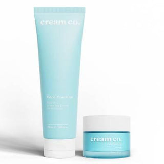 Cream Co. Vegan Skincare Set - Gentle Face Cleanser & Moisturizer for Sensitive Skin Vegan Skincare Set for Sensitive Skin - Cream Co. Skincare set, Vegan skincare, Sensitive skin care, Face cleanser, Moisturizer for sensitive skin, Skincare routine, Gentle skincare, Natural skincare, Aloe Vera, Green Tea Extract, Witch Hazel