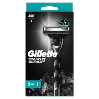Gillette Mach3 Charcoal Razor Shaving Kit for Men - 3 Steel Blades, Microfine Protectors, Smooth Shave Gillette Mach3 Charcoal Razor - Smooth Shave Gillette Mach3, Charcoal Razor, Shaving Kit, Men's Grooming, Razor Blades, Shaving Essentials, Men's Shaving, Grooming Tools, Personal Care, Charcoal Shaving Kit, Mach3 Razor, Shaving Accessories