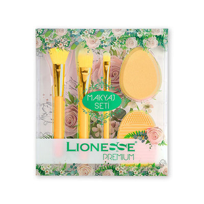 Lionesse Makeup Brush Set: 5 Pcs Professional Cosmetic Brushes for Flawless Foundation, Blush & Eyeshadow Application - 