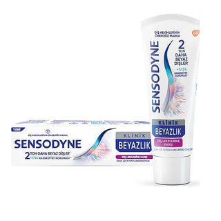 Sensodyne Klinik Beyazlık Sensitive Teeth Toothpaste - 2 Shades Whiter, Stain Prevention & 24/7 Sensitivity Protection Sensodyne Klinik Beyazlık - Sensitive Teeth Toothpaste for Whiter Smile sensitive teeth toothpaste, whitening toothpaste, adult oral care, stain prevention toothpaste, Sensodyne Klinik Beyazlık, oral care for sensitive teeth, teeth whitening, sensitivity relief, daily oral hygiene, coffee and tea stain removal