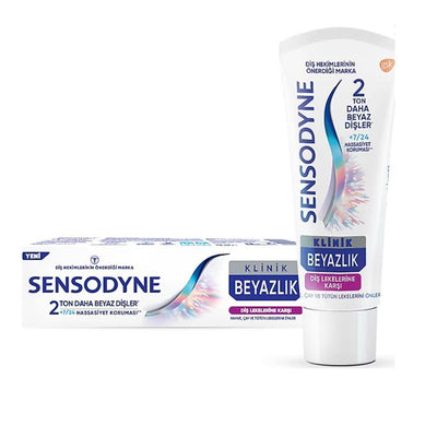 Sensodyne Klinik Beyazlõk Sensitive Teeth Toothpaste - 2 Shades Whiter, Stain Prevention & 24/7 Sensitivity Protection