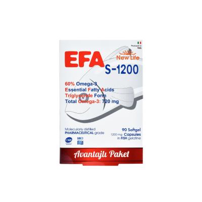 New Life Efa S-1200: High Potency Omega 3 Fish Oil Capsules | 720mg Omega-3, Gluten & Lactose-Free | Cardiovascular & Br