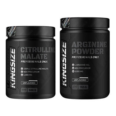Kingsize Nutrition Citrulline Malate Powder 500 Gr + Arginine Powder 765 Gr Combination