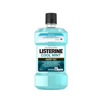 Listerine Cool Mint Hafif Tat Mild Mouthwash: Fresh Breath, Fights Germs, 250ml with Sodium Fluoride