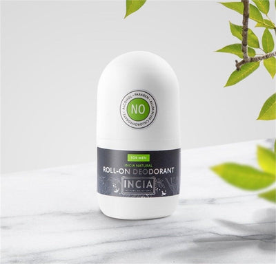 INCIA Natural Roll-On Deodorant for Men - Chemical-Free, Non-Sticky, Odor Control