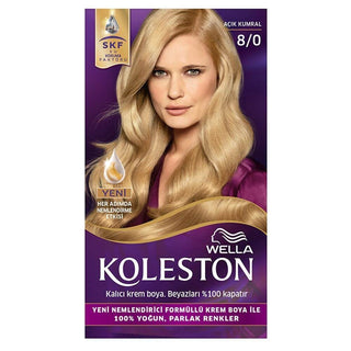 Koleston Permanent Cream Hair Dye Kit Light Auburn 8/0