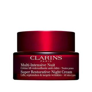 Clarins Super Restorative Anti-Wrinkle Night Cream: Reduce Fine Lines, Restore Firmness and Rejuvenate Skin Overnight - 50ml Clarins Anti-Wrinkle Night Cream: Reduce Wrinkles & Restore Skin Anti-wrinkle night cream, Wrinkle reducing night cream, Restorative night cream, Clarins night cream, Super Restorative cream, Anti-aging night cream, Night cream for mature skin, Fine line reduction cream, Anti-wrinkle, Night Cream, 50 ml size, Super Restorative, fine lines, wrinkles, skin firmness, age-related skin cha
