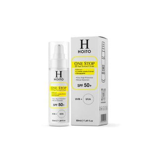 hoito sunscreen spf50+ product image, hoito sunscreen application on skin, hoito sunscreen ingredients Hoito Sunscreen SPF50+ - 50ml | Ideal for Sensitive Skin Hoito Sunscreen SPF50+ - 50ml hoito, sunscreen, spf50, sun-protection, sensitive-skin, makeup-base, non-greasy, water-based, ai-generated, cream