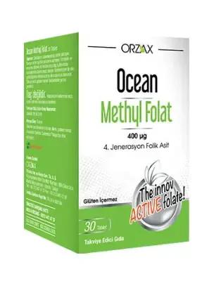 Ocean Methyl Folat 400 mcg Folic Acid Supplement for Adults - 30 Tablets, Prenatal Vitamins, Folate Dietary Supplement