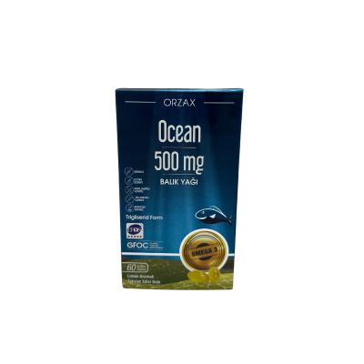 Ocean 500mg Fish Oil Supplement: High EPA & DHA, Lemon Flavored Omega 3 - Gluten & Sugar-Free, 60 Softgels