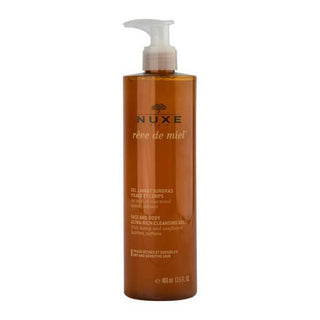 Nuxe Reve de Miel: Gentle Surgras Face and Body Wash for Sensitive Skin | Natural Honey Cleansing Gel, Paraben & Phenoxyethanol-Free, 400ml Nuxe Reve de Miel: Gentle Face & Body Wash for Sensitive Skin Nuxe Reve de Miel, Surgras face and body wash, Sensitive skin cleanser, Gentle body wash, Natural face wash, Honey cleansing gel, Paraben free body wash, Family body wash, Soothing face wash, Dry Skin Body Wash, body wash, face wash, cleanser, sensitive skin, dry skin, natural ingredients, honey, paraben-free