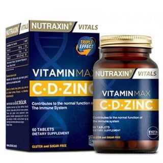 Nutraxin Vitamin Max C.D Çinko: Immune Support - High Potency Vitamin C, D & Zinc Supplement for Vegans - 60 Tablets Nutraxin Vitamin C D Zinc: Vegan Immune Support Supplement Vitamin C supplement, Vitamin D supplement, Zinc supplement, Immune support vitamins, Vegan vitamin supplement, Nutraxin Vitamin Max C.D Çinko, Vitamin C D Zinc tablets, Daily vitamin supplement, High potency vitamin C, Vitamin D 1000 IU, Vitamin C, Vitamin D, Zinc, Immune Support, Dietary Supplement, Vegetarian, Vegan, Tablet, Antiox