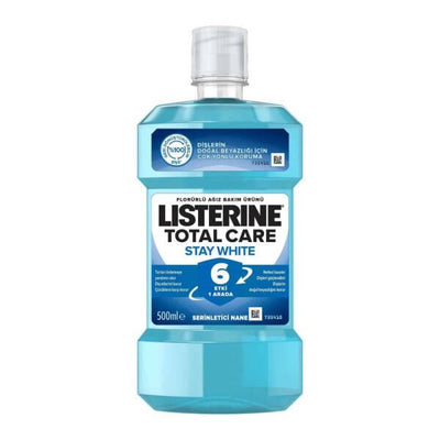 Listerine Total Care Stay White Mouthwash - Whitening, Anti-Plaque, Fluoride Protection - Refreshing Mint, 16.91 fl oz