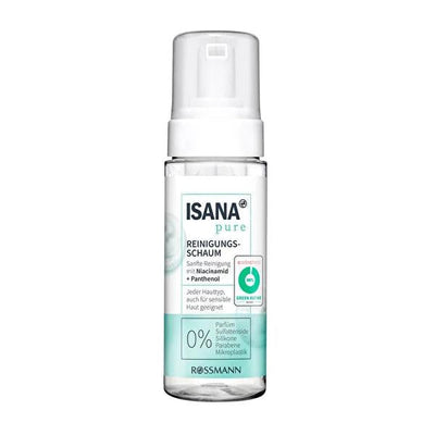 Isana Pure Facial Cleansing Foam with Niacinamide - Gentle Skincare for Sensitive Skin, Microplastic-Free - 5.07 fl oz