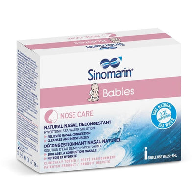 Sinomarin Babies Nasal Spray for Infants - Natural Congestion Relief, Hypertonic Saline Solution, 5ml x 18 Vials