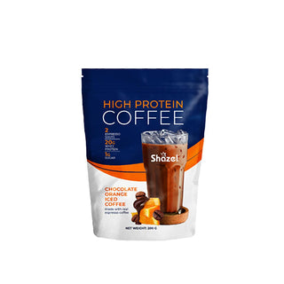 Shazel High Protein Cold Coffee Chocolate & Orange Flavor Protein Supplement Drink Shazel High Protein Cold Coffee Drink protein supplement drink, cold coffee protein drink, chocolate orange flavor protein, high protein beverage, stevia sweetened protein drink, fitness nutrition, healthy snacks, post-workout drink, muscle recovery, balanced diet