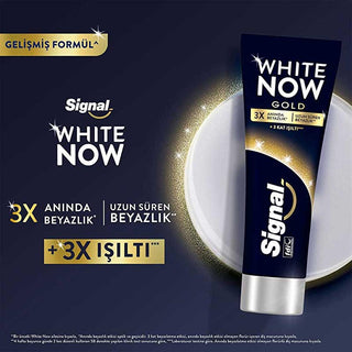 Signal White Now: 3X Whitening Toothpaste - Extra Fresh & Gold - Stain Removal, Fluoride Protection - Fresh Breath, Confident Smile Signal White Now: 3X Whitening Toothpaste for a Brighter Smile teeth whitening toothpaste, whitening toothpaste, fresh breath toothpaste, fluoride toothpaste, signal toothpaste, white now toothpaste, teeth stain remover, oral hygiene, dental care, extra fresh toothpaste, toothpaste, teeth whitening, fresh breath, fluoride protection, stain removal, oral care, dental hygiene, co