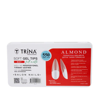 Trina Artificial Nails Soft Gel Almond Shape 550 Pieces - Mat Finish Nail Beauty Product Trina Soft Gel Artificial Nails - 550 Pieces Artificial nails, Soft gel nails, Mat finish nails, Almond shape nails, Trina nails, Nail beauty products, Nail care products, Nail art supplies, Cosmetic nail enhancements, Nail technician products