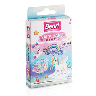 benri unicorn band 15 pack, colorful unicorn adhesive bandages, child-friendly first aid bandages, fun unicorn bandaids for kids Benri Unicorn Band - 15 Pack of Kid-Friendly Adhesive Bandages | 15 Counts Benri Unicorn Band - 15 Pack of Child-Friendly Adhesive benri, unicorn-band, child-friendly-bandages, first-aid, adhesive-bandages, water-resistant, fun-bandaids, kids-health, healing, ai-generated
