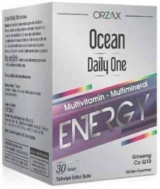 Orzax Ocean Daily One Energy: Boost Your Vitality with Multivitamin & Mineral Supplement, Gluten-Free, Natural Energy - 30 Tablets Orzax Energy Multivitamin: Boost Energy & Health - Gluten-Free multivitamin, multimineral supplement, daily vitamin, energy supplement, gluten-free vitamin, natural vitamins and minerals, panax ginseng supplement, coenzyme Q10 supplement, vitamin B complex, antioxidant supplement, vitamins, minerals, energy boost, fatigue reduction, immune support, gluten-free, sugar-free, natur