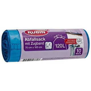 Rubin 120L Large Capacity Drawstring Trash Bags - 10 Pack, 27.56 x 39.37 inches Rubin 120L Drawstring Trash Bags - 10 Pack Trash bags, Drawstring trash bags, 120 Litre trash bags, Large capacity trash bags, Recyclable trash bags, Household waste management, Kitchen waste disposal, Office waste management, Waste disposal solutions, Hygienic waste management, Convenient waste disposal