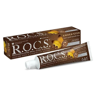 Rocs Toothpaste for Coffee & Cigarette Stain Removal - Whitening, SLS-Free, Bromelain - 60ml