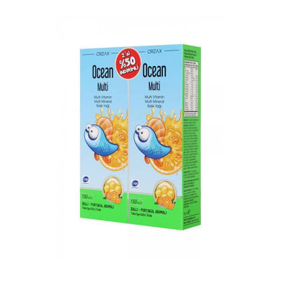 Ocean Multi Vitamin Syrup for Kids & Adults - Honey Orange Flavor, Omega 3 Fish Oil, Vitamin D3 - Delicious Liquid Multi