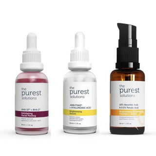 The Purest Solutions Skin Brightening Set: Exfoliating Peel, Arbutin & Vitamin C Serums - Even Tone, Radiance & Anti-Aging Skincare The Purest Solutions Skin Brightening Set: Radiance & Anti-Aging skin brightening set, exfoliating facial peel, arbutin serum, vitamin C serum, hyaluronic acid serum, AHA BHA peeling solution, tone evening skincare, anti-aging skincare, skin radiance, the purest solutions, skincare set, facial peel, brightening serum, vitamin c, hyaluronic acid, exfoliation, even skin tone, dar