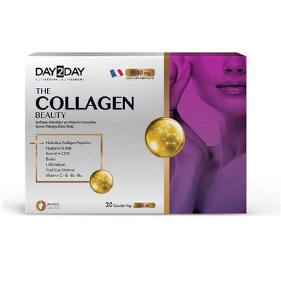 Day2Day Collagen Beauty Supplement - 30 Day Liquid Collagen Shots with Vitamins & Hyaluronic Acid