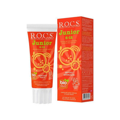 ROCS Junior Children's Toothpaste 60ml - Natural & Fruit-Flavored for Kids Aged 6-12