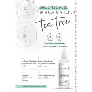 skin401 salicylic acid bha clarify toner bottle, skin401 toner packaging Skin401 Salicylic Acid BHA Clarify Toner - Acne Treatment | 200 ml Skin401 Salicylic Acid BHA Clarify Toner 200 ml skin401, salicylic-acid-toner, vegan-skincare, acne-treatment, bha-toner, complexion-care, cruelty-free, skin-clearing, pores-tightening, ai-generated