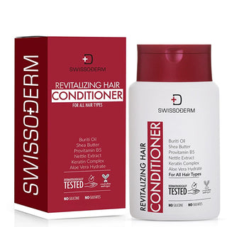 Swissoderm Revitalizing Hair Conditioner - 10.14 fl oz - Dry & Damaged Hair Treatment - Vegan, Sulfate & Paraben Free - Nourishing Shea Butter & Keratin Swissoderm Vegan Hair Conditioner - Revitalize Dry, Damaged Hair hair conditioner, dry damaged hair treatment, vegan hair conditioner, sulfate free conditioner, paraben free conditioner, cruelty free hair care, revitalizing hair conditioner, hair repair conditioner, hair strengthening conditioner, shea butter conditioner, dry hair, damaged hair, vegan condi
