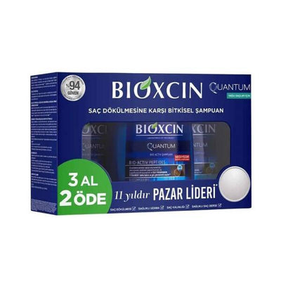 Bioxcin Quantum: Oily Hair Shampoo - Thicker, Fuller Hair with Peptide Treatment - Paraben & Mineral Oil Free - 3 x 300m