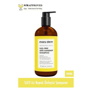 maruderm anti-dandruff sulfate free shampoo bottle, maruderm shampoo application on hair, ingredients of maruderm anti-dandruff shampoo Maruderm Anti-Dandruff Sulfate-Free Shampoo - 400ml Maruderm Anti-Dandruff Sulfate-Free Shampoo - 400ml maruderm, anti-dandruff-shampoo, sulfate-free, vegan, hair-care, normal-hair, oily-hair, daily-use, healthy-hair, ai-generated