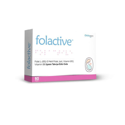 Folactive - Premium Folate Supplement with Iodine, B12 & B6 - 90 Tablets for Prenatal Health & Energy