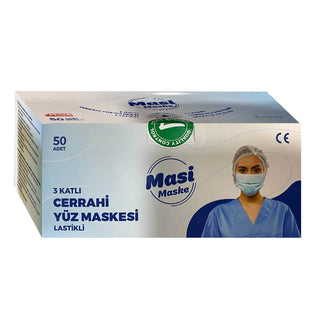 Masi 3 Layer Blue Face Mask with Nose Wire 50 Pieces