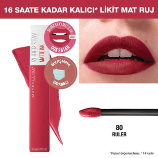 maybelline super stay matte ink lipstick in ruler, close-up of maybelline matte ink lipstick 80 ruler Maybelline New York Super Stay Matte Ink Lipstick - Ruler | 80 Maybelline Super Stay Matte Ink Lipstick - Ruler maybelline, super-stay, matte-ink, liquid-lipstick, lip-color, makeup, beauty, long-lasting, women, ai-generated