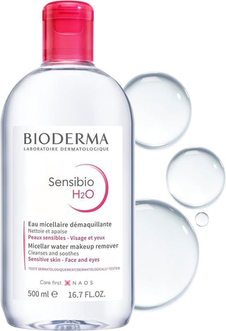 Bioderma Sensibio H2O: Gentle Micellar Cleansing Water - Soothes & Removes Makeup, Perfect for Sensitive Skin (500ml) Bioderma Sensibio H2O: Micellar Water for Sensitive Skin micellar water, sensitive skin cleanser, makeup remover, no rinse cleanser, Bioderma Sensibio H2O, gentle face cleanser, eye makeup remover, cleansing water for sensitive skin, micellar cleansing water, sensitive skin, normal skin, combination skin, no-rinse formula, cucumber extract, soothing, refreshing, makeup removal, face cleanser