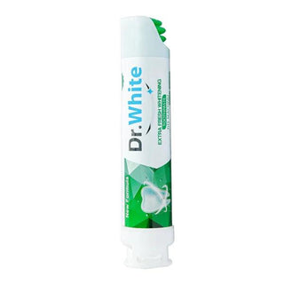 Dr. White Extra Fresh Whitening Toothpaste - 100ml Tube with Vacuum Pump Dispenser for Oral Hygiene and Teeth Whitening Dr. White Extra Fresh Whitening Toothpaste - 100ml whitening toothpaste, oral hygiene, teeth whitening, Dr. White toothpaste, extra fresh toothpaste, toothpaste with vacuum dispenser, stain removal toothpaste, healthy smile, oral care products, teeth cleaning, whitening oral care
