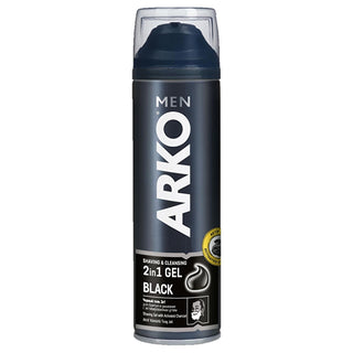 Arko Men Black Shaving Gel for Men - 2-in-1 Shaving Preparation & Skin Care with Activated Charcoal - 200ml Arko Men Black Shaving Gel - 2-in-1 Shaving & Skincare shaving gel for men, activated charcoal shaving gel, 2-in-1 shaving product, men's grooming products, shaving preparation and skin care, skincare during shaving, men's skincare, grooming essentials, shaving gel, activated charcoal benefits, men's personal care