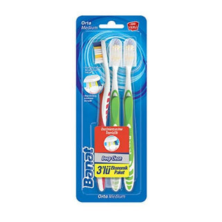 Banat Manual Toothbrush Deep Clean 3-Pack - Ergonomic Handle, Protective Cap - Effective Oral Hygiene Banat Deep Clean Toothbrush 3-Pack - Effective Oral Hygiene manual toothbrush, deep clean toothbrush, ergonomic toothbrush, toothbrush with protective cap, triple pack toothbrush, oral hygiene, dental cleaning, comfortable toothbrush, protective cap toothbrush, family toothbrush, travel toothbrush, Banat toothbrush